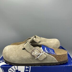 Birkenstock Boston Clog Suede Sandal Taupe